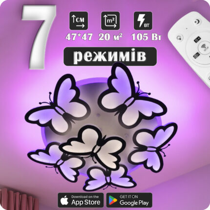 Люстра світлодіодна 517 Dlight 3color з пультом 105Вт Білий (02122)